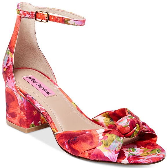 Betsey Johnson Shoes - Betsey Johnson Floral Block Heel Ankle Strap Sandal